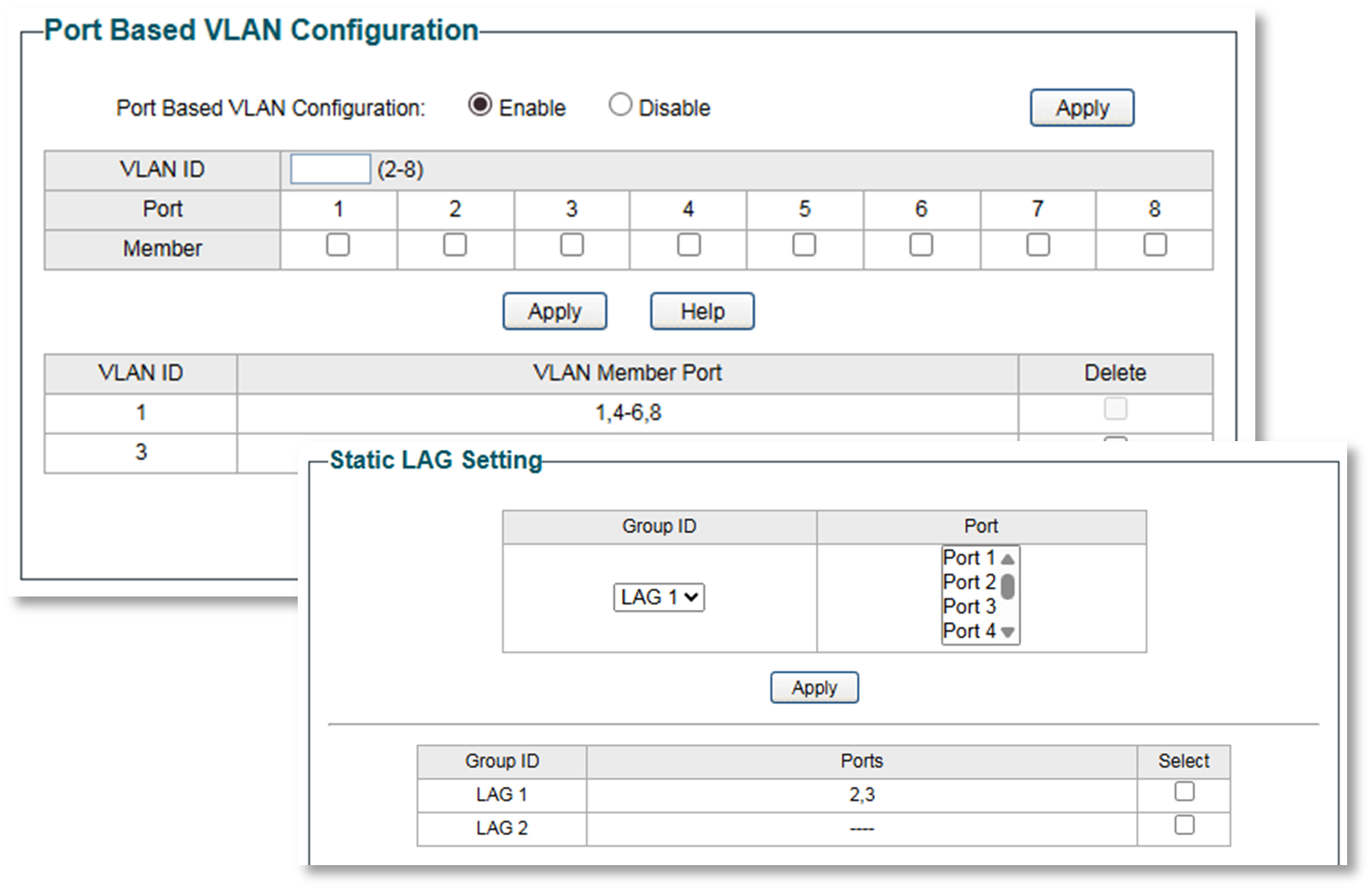 TP-Link VLAN/LAG Settings